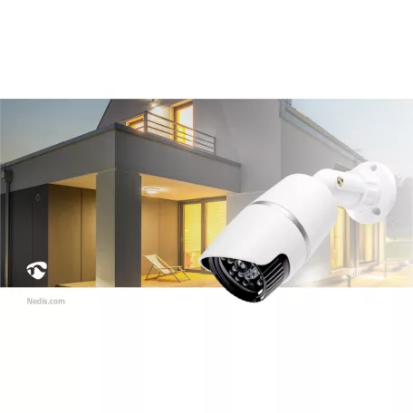 Biztonsági Kamera Utánzat | Golyó | IP44 | Elemes Áramellátás | Kültéri | Fali tartóval együtt | Fehér