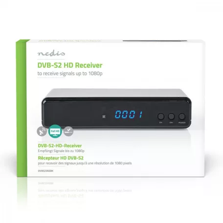 DVB-S2 Receiver | Free To Air (FTA) | 720p / 1080p | H.265 | 1000 Csatorna | Személyes videó felvevő (PVR) | Szülői felügyelet | Elektronikus műsor újság | Távvezérelt | Fekete