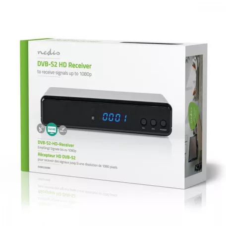 DVB-S2 Receiver | Free To Air (FTA) | 720p / 1080p | H.265 | 1000 Csatorna | Személyes videó felvevő (PVR) | Szülői felügyelet | Elektronikus műsor újság | Távvezérelt | Fekete