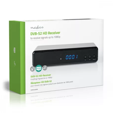 DVB-S2 Receiver | Free To Air (FTA) | 720p / 1080p | H.265 | 1000 Csatorna | Személyes videó felvevő (PVR) | Szülői felügyelet | Elektronikus műsor újság | Távvezérelt | Fekete