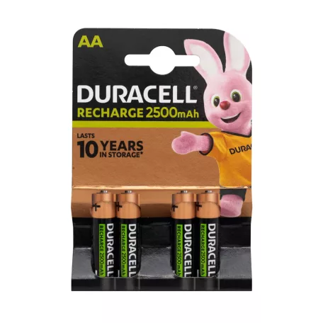 Duracell 10PP110047 AA NiMH akkumulátor, 1,2 V feszültség, 2500 mAh kapacitás, 4db/bliszter