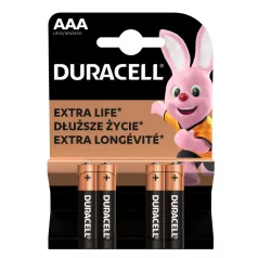   Duracell LR03 10PP110024 AAA alkáli elem, 1,5 V feszültség, 4db/bliszter
