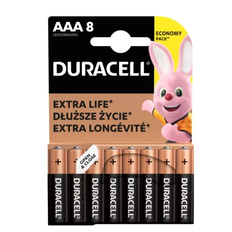Duracell LR03 10PP110026 AAA alkáli elem, 1,5 V feszültség, 8db/bliszter