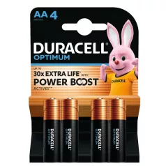  Duracell OPTIMUM LR6 10PP110049 AA alkáli elem, 1,5 V feszültség, kiemelkedő teljesítmény, 4db/bliszter
