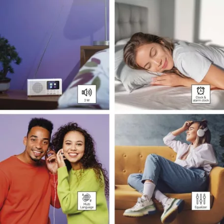 Hordozható rádió Bluetooth, DAB / DAB+ / FM, fehér színben