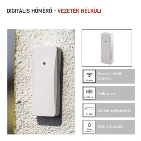 Digitális hőmérő, vezeték nélküli érzékelővel E0129