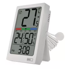   Digitális hőmérő páratartalom-mérővel, vezetékes érzékelővel, ébresztőórával E0558P