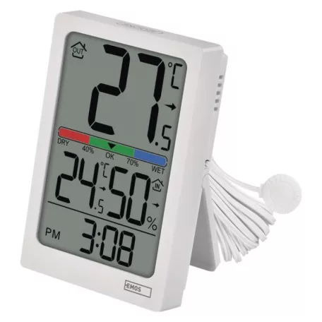 Digitális hőmérő páratartalom-mérővel, vezetékes érzékelővel, ébresztőórával E0558P