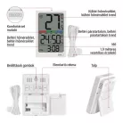 Digitális hőmérő páratartalom-mérővel, vezetékes érzékelővel, ébresztőórával E0558P