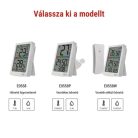 Digitális hőmérő páratartalom-mérővel, vezeték nélküli érzékelővel, óra, dátum E0558W