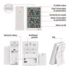 Digitális hőmérő páratartalom-mérővel, vezeték nélküli érzékelővel, óra, dátum E0558W