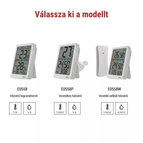 Digitális beltéri hőmérő páratartalom-mérővel E0558
