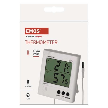 Digitális hőmérő páratartalom-mérővel, vezetékes érzékelővel E8471