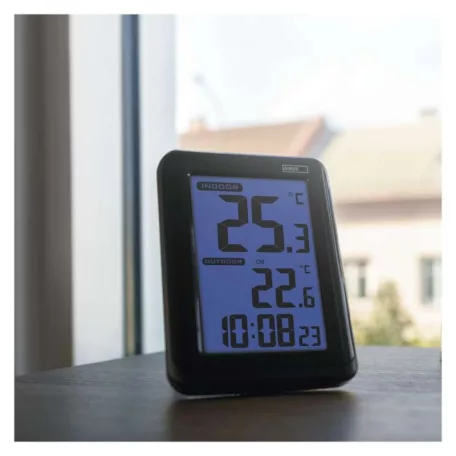 Digitális hőmérő, vezeték nélküli érzékelővel, ébresztőóra E8636