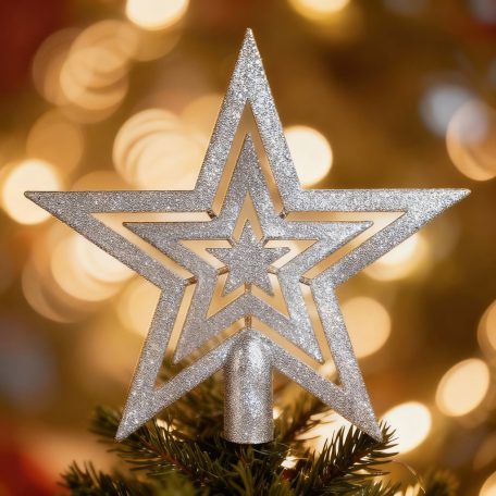 Karácsonyfadísz szett - 100 db gömb + csúcsdísz - ezüst