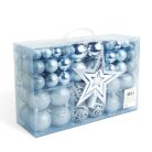 Karácsonyfadísz szett - 100 db gömb + csúcsdísz - ezüst