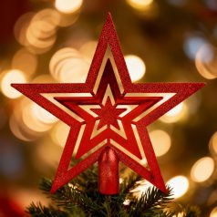 Karácsonyfadísz szett - 100 db gömb + csúcsdísz - piros