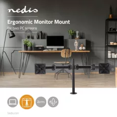   Asztali Monitor Tartó | 2 Képernyő(k) | 14-24 " | 75x75 / 100x100 | Dönthető Forgatható