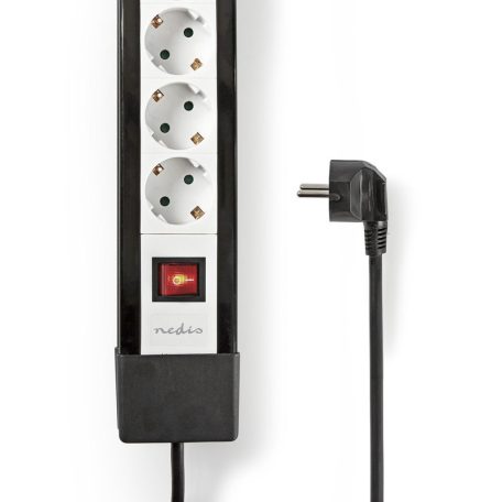 Elosztó | Földelt csatlakozó / F típus (CEE 7/7) | 10 utas | 3.00 m | 3680 W | 16 A | Földelés típusa: Oldal Érzékelő | 230 V AC 50/60 Hz | Aljzat szög: 45 ° | H05VV-F 3G1.5mm² | Integrált kapcsoló | Fehér / Fekete