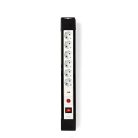 Túlfeszültség ellen védett elsztó | 6 utas | Földelt csatlakozó / F típus (CEE 7/7) | 3.00 m | 3500 W | 16 A | Földelés típusa: Oldal Érzékelő | Aljzat szög: 45 ° | H05VV-F 3G1.5mm² | Integrált kapcsoló | Fehér / Fekete