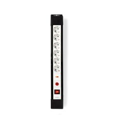   Túlfeszültség ellen védett elsztó | 6 utas | Földelt csatlakozó / F típus (CEE 7/7) | 3.00 m | 3500 W | 16 A | Földelés típusa: Oldal Érzékelő | Aljzat szög: 45 ° | H05VV-F 3G1.5mm² | Integrált kapcsoló | Fehér / Fekete