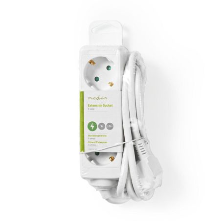 Elosztó | Földelt csatlakozó / F típus (CEE 7/7) | 3 utas | 1.50 m | 3680 W | 16 A | Földelés típusa: Oldal Érzékelő | 230 V AC 50/60 Hz | Aljzat szög: 45 ° | H05VV-F 3G1.5mm² | Fehér