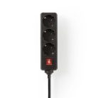 Elosztó | Földelt csatlakozó / F típus (CEE 7/7) | 3 utas | 1.50 m | 3680 W | 16 A | Földelés típusa: Oldal Érzékelő | 230 V AC 50/60 Hz | Aljzat szög: 45 ° | H05VV-F 3G1.5mm² | Integrált kapcsoló | Fekete