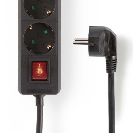 Elosztó | Földelt csatlakozó / F típus (CEE 7/7) | 3 utas | 1.50 m | 3680 W | 16 A | Földelés típusa: Oldal Érzékelő | 230 V AC 50/60 Hz | Aljzat szög: 45 ° | H05VV-F 3G1.5mm² | Integrált kapcsoló | Fekete