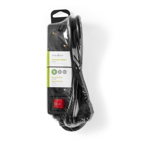 Elosztó | Földelt csatlakozó / F típus (CEE 7/7) | 3 utas | 1.50 m | 3680 W | 16 A | Földelés típusa: Oldal Érzékelő | 230 V AC 50/60 Hz | Aljzat szög: 45 ° | H05VV-F 3G1.5mm² | Integrált kapcsoló | Fekete