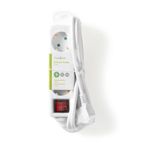 Elosztó | Földelt csatlakozó / F típus (CEE 7/7) | 3 utas | 1.50 m | 3680 W | 16 A | Földelés típusa: Oldal Érzékelő | 230 V AC 50/60 Hz | Aljzat szög: 45 ° | H05VV-F 3G1.5mm² | Integrált kapcsoló | Fehér