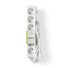 Elosztó | Földelt csatlakozó / F típus (CEE 7/7) | 6 utas | 1.50 m | 3680 W | 16 A | Földelés típusa: Oldal Érzékelő | 230 V AC 50/60 Hz | Aljzat szög: 45 ° | H05VV-F 3G1.5mm² | Fehér