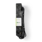 Elosztó | Földelt csatlakozó / F típus (CEE 7/7) | 6 utas | 3.00 m | 3680 W | 16 A | Földelés típusa: Oldal Érzékelő | 230 V AC 50/60 Hz | Aljzat szög: 45 ° | H05VV-F 3G1.5mm² | Fekete