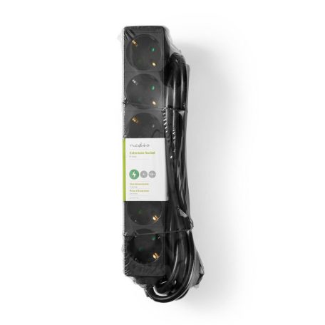 Elosztó | Földelt csatlakozó / F típus (CEE 7/7) | 6 utas | 3.00 m | 3680 W | 16 A | Földelés típusa: Oldal Érzékelő | 230 V AC 50/60 Hz | Aljzat szög: 45 ° | H05VV-F 3G1.5mm² | Fekete