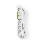 Elosztó | Földelt csatlakozó / F típus (CEE 7/7) | 6 utas | 3.00 m | 3680 W | 16 A | Földelés típusa: Oldal Érzékelő | 230 V AC 50/60 Hz | Aljzat szög: 45 ° | H05VV-F 3G1.5mm² | Fehér