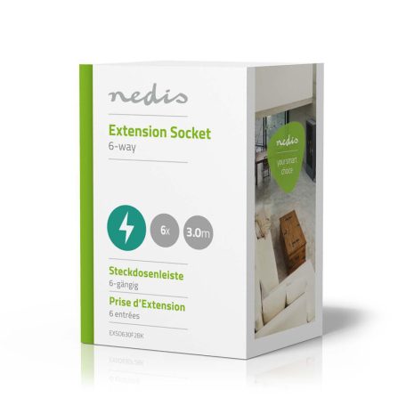 Elosztó | Földelt csatlakozó / F típus (CEE 7/7) | 6 utas | 3.00 m | 3680 W | 16 A | Földelés típusa: Oldal Érzékelő | 230 V AC 50/60 Hz | Aljzat szög: 45 ° | H05VV-F 3G1.5mm² | Integrált kapcsoló | Fekete