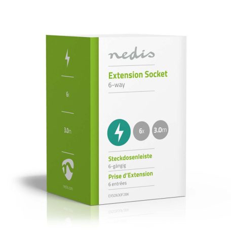 Elosztó | Földelt csatlakozó / F típus (CEE 7/7) | 6 utas | 3.00 m | 3680 W | 16 A | Földelés típusa: Oldal Érzékelő | 230 V AC 50/60 Hz | Aljzat szög: 45 ° | H05VV-F 3G1.5mm² | Integrált kapcsoló | Fekete