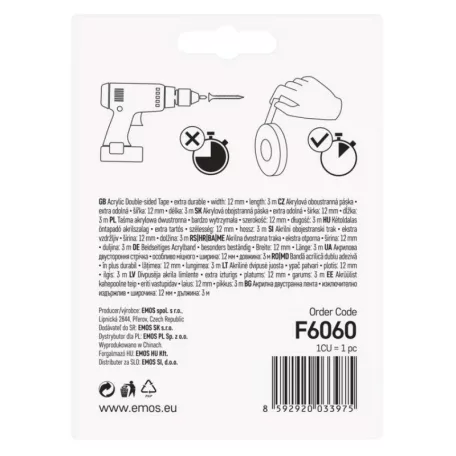 EMOS Akril kétoldalú ragasztószalag 12/3