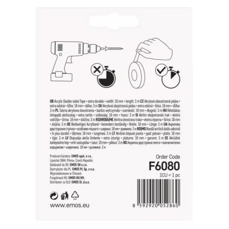 EMOS Akril kétoldalú ragasztószalag 18/3