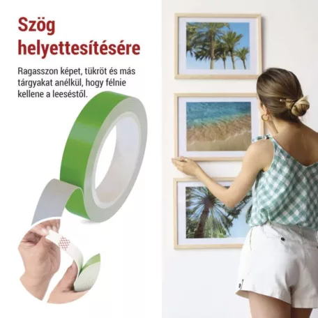  Kétoldalas habszalag 20 mm / 3 m, zöld