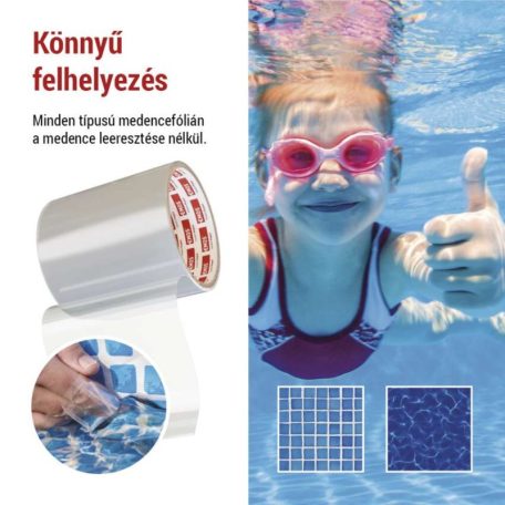 Javító ragasztószalag úszómedencékhez, 1 m × 100 mm, átlátszó