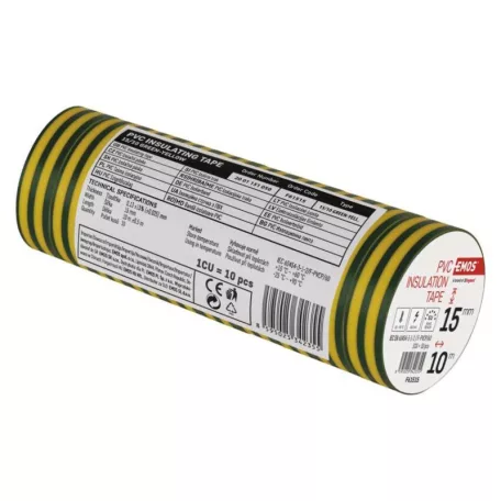 EMOS Szigetelőszalag 15/10 zöld-sárga