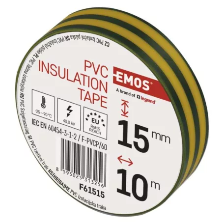 EMOS Szigetelőszalag 15/10 zöld-sárga