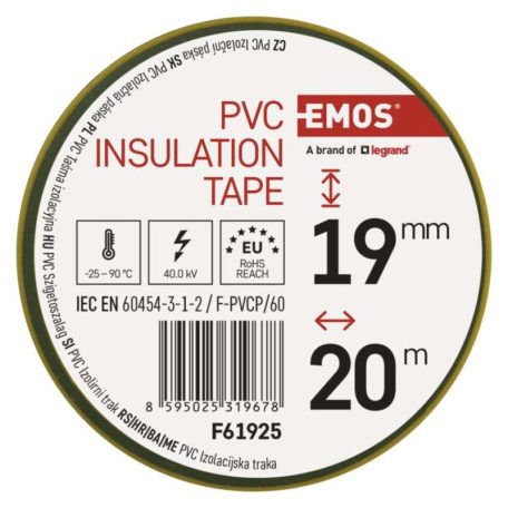 EMOS Szigetelőszalag 19/20 zöld-sárga