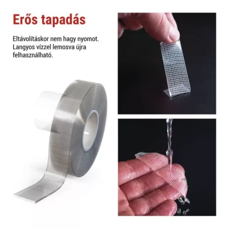  Kétoldalas NANOGRID szalag 19 mm / 3 m, átlátszó
