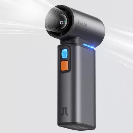 JisuLife FA55 Gray kézi ventilátor, 9000mAh akkumulátor, LED kijelző, negatív  ion légtisztítás, szürke
