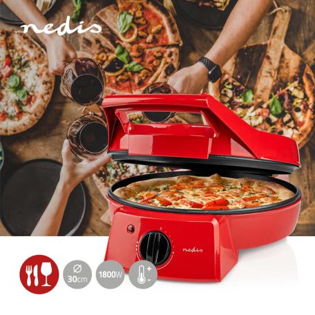 Pizzakészítő és Grillsütő | 30 cm | Állítható hőmérséklet-szabályozás | 1800 W