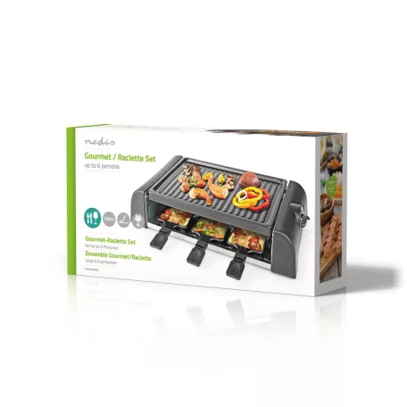 Gourmet / Raclette | Grill | 6 Személy | Spatula | Hőmérséklet beállítás | Tapadásmentes bevonat | Téglalap