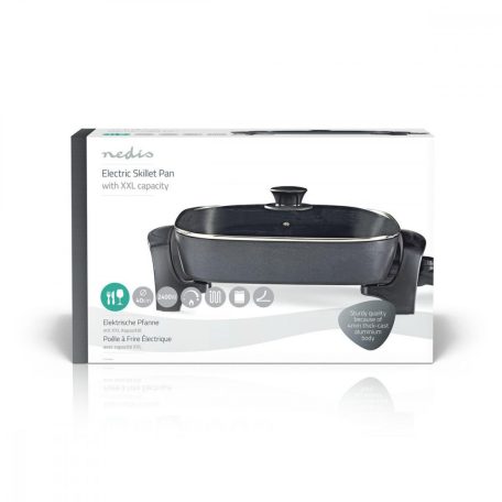 NEDIS Elektromos Serpenyő | 40 cm | Vastag Fröccsöntött Alumínium Váz elektromos asztali grill fcsp110ebk40