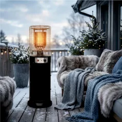   HOME FG135 hordozható gáz teraszfűtő, max. 12 kW, kerekes, rozsdamentes égőfej, elektromos gyújtás