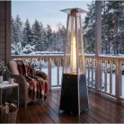 HOME FG227 hordozható gáz teraszfűtő, max. 13 kW, elektromos gyújtás, kerekeken gördíthető, üveg lángcső